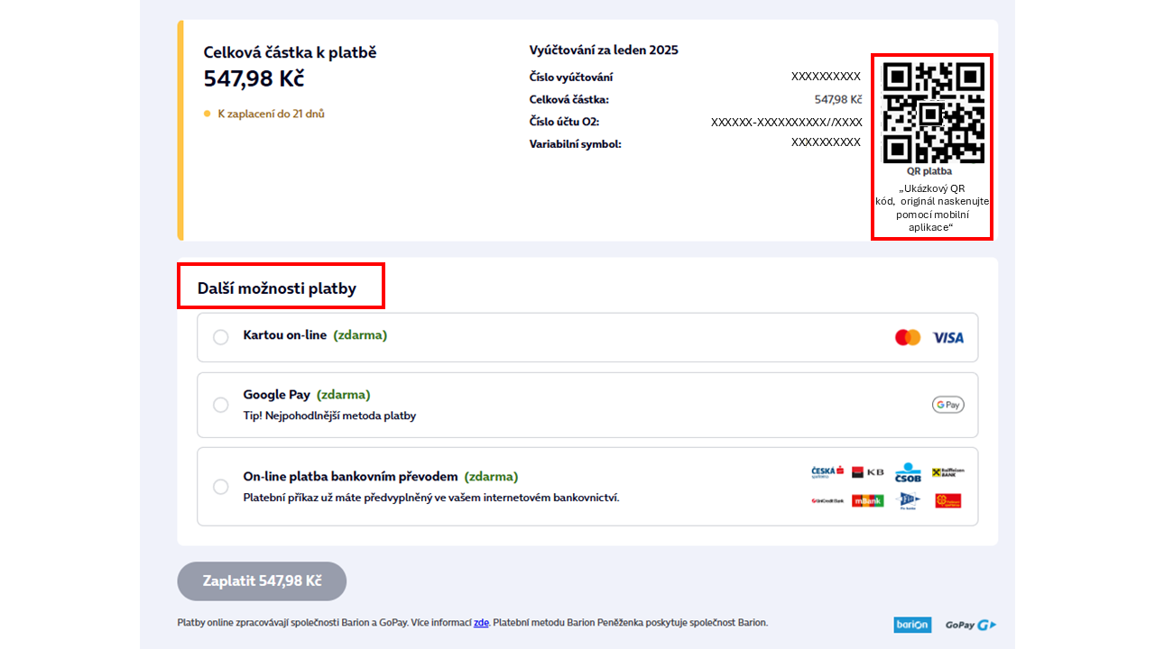 QR Platba další možnosti platby